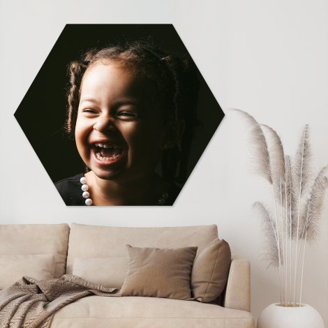 Kinderfoto op hexagon boven bank