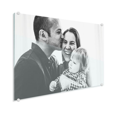Photo on plexiglass of young family